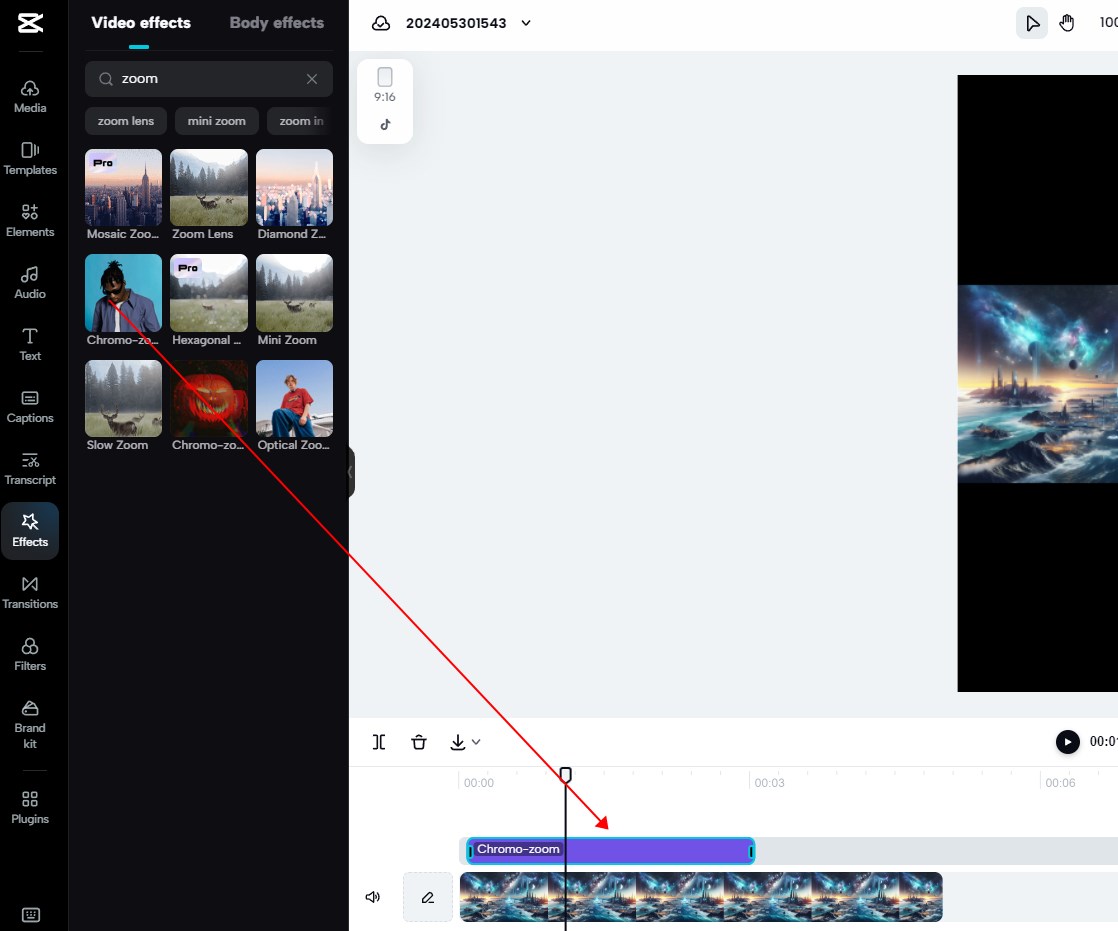 Add 3D zoom effects in CapCut